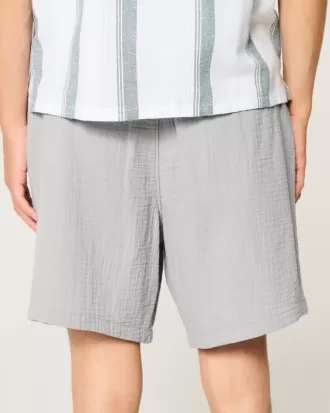 Above-the-Knee Crinkle Cotton Shorts
