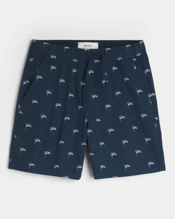 Above-the-Knee Linen-Blend Pattern Shorts Above-the-Knee Linen-Blend Pattern Shorts