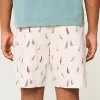 Above-the-Knee Linen-Blend Pattern Shorts