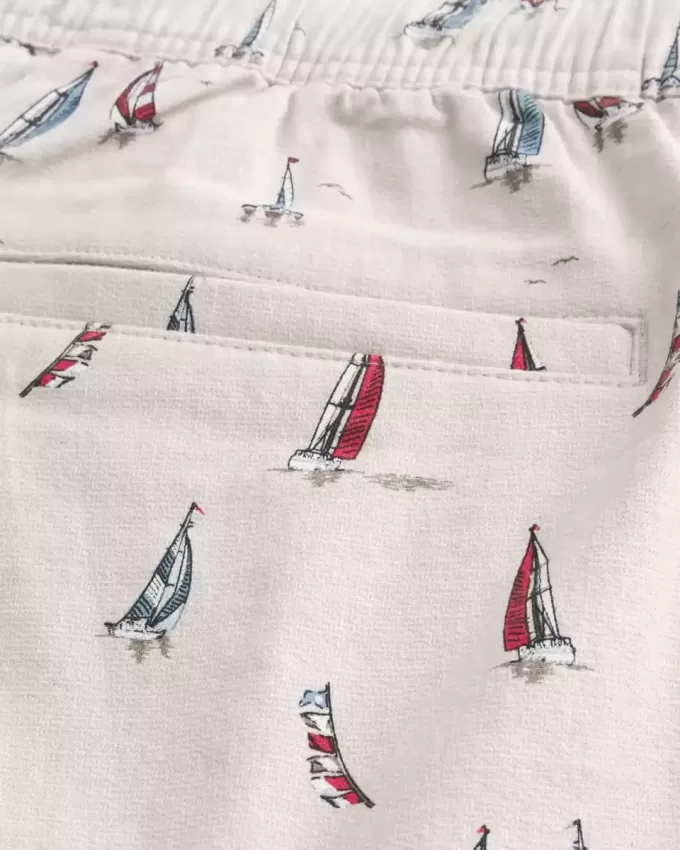 Above-the-Knee Linen-Blend Pattern Shorts