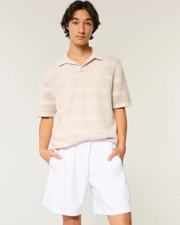 Above-the-Knee Linen-Blend Shorts Above-the-Knee Linen-Blend Shorts