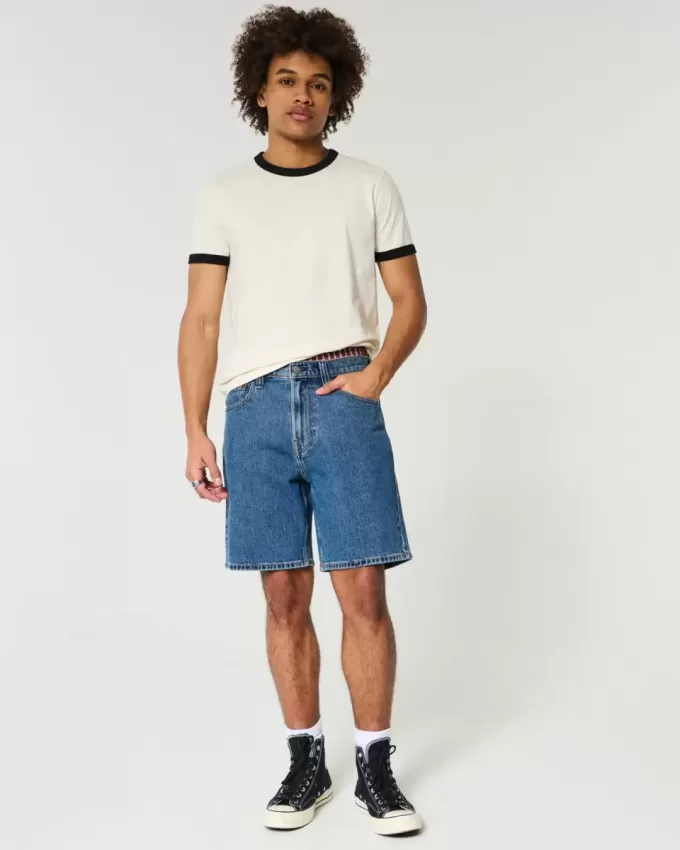 Above-the-Knee Loose Denim Shorts