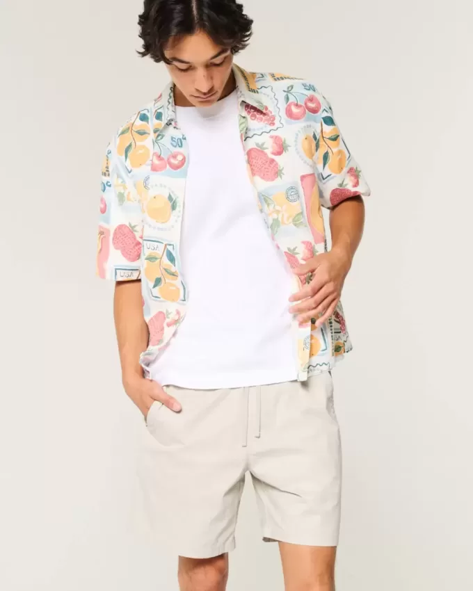 Above-the-Knee Twill Pull-On Shorts Above-the-Knee Twill Pull-On Shorts