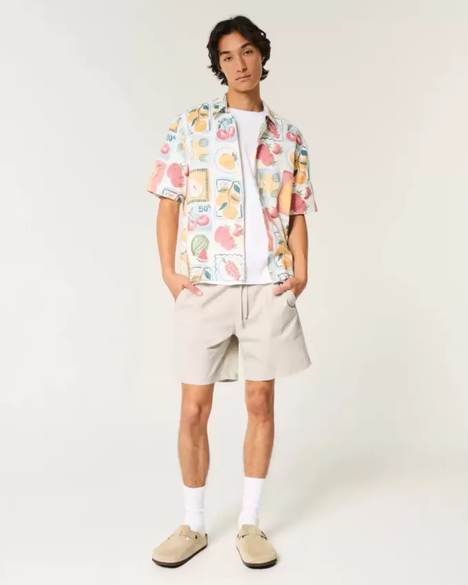 Above-the-Knee Twill Pull-On Shorts Above-the-Knee Twill Pull-On Shorts
