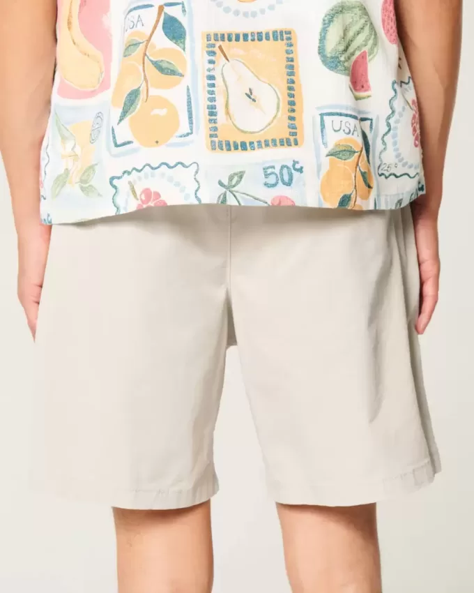 Above-the-Knee Twill Pull-On Shorts Above-the-Knee Twill Pull-On Shorts