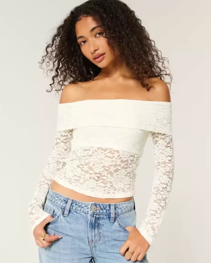 All-Over Lace Off-the-Shoulder Top All-Over Lace Off-the-Shoulder Top