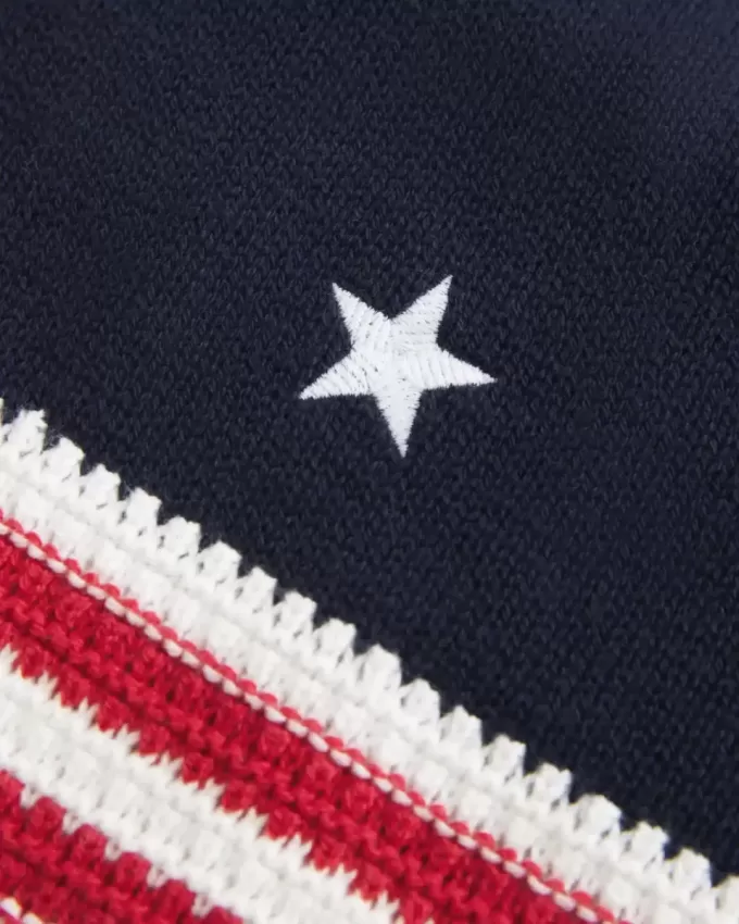 American Flag Pattern Crochet-Style Halter Top