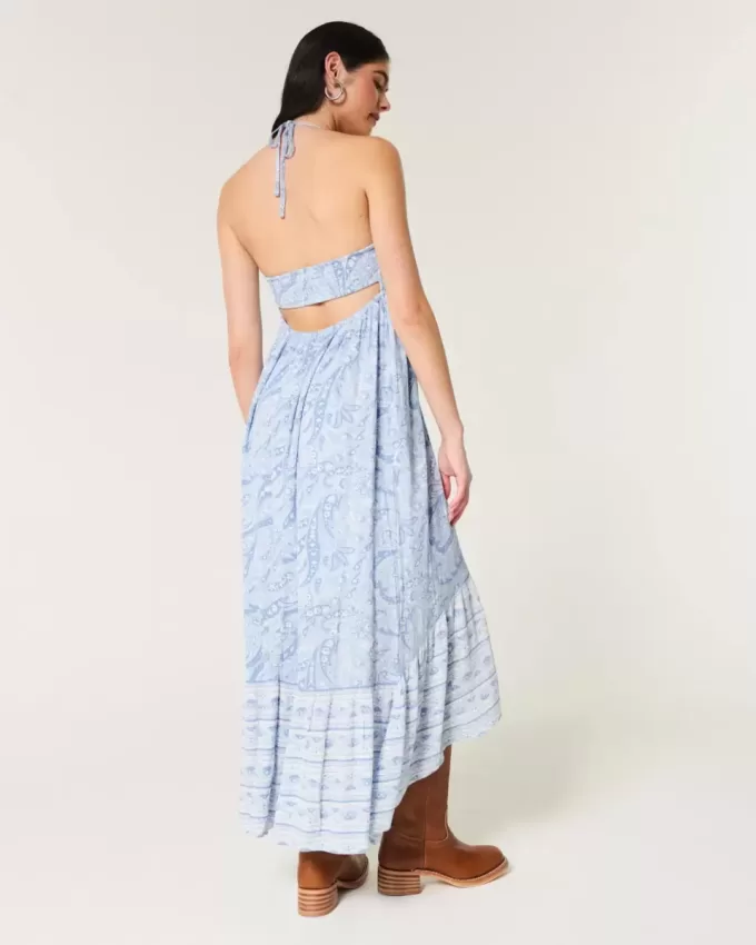 Asymmetrical Hem Halter Maxi Dress Asymmetrical Hem Halter Maxi Dress