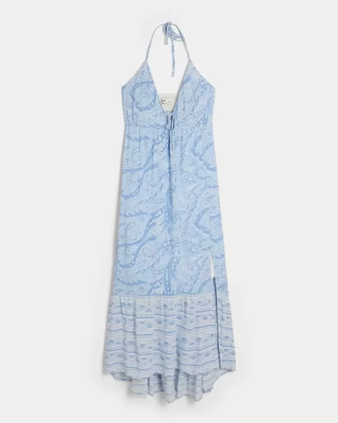 Asymmetrical Hem Halter Maxi Dress Asymmetrical Hem Halter Maxi Dress