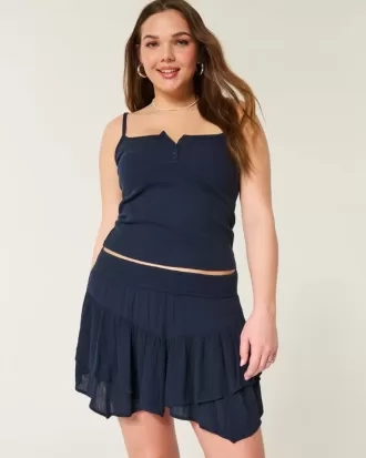 Asymmetrical Hem Tiered Mini Skort
