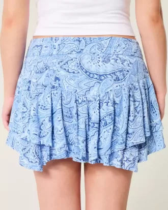 Asymmetrical Hem Tiered Mini Skort