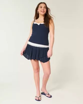 Asymmetrical Hem Tiered Mini Skort