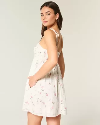 Babydoll Tie-Strap Mini Dress