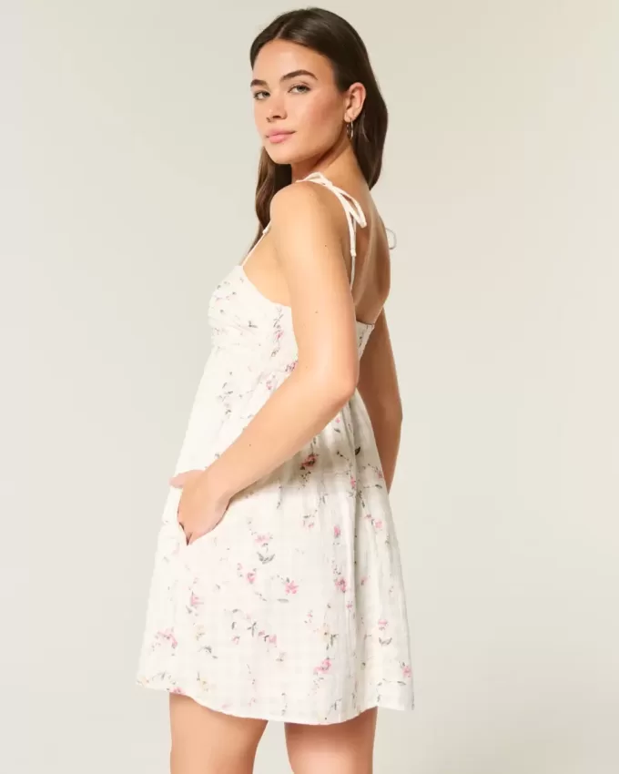 Babydoll Tie-Strap Mini Dress