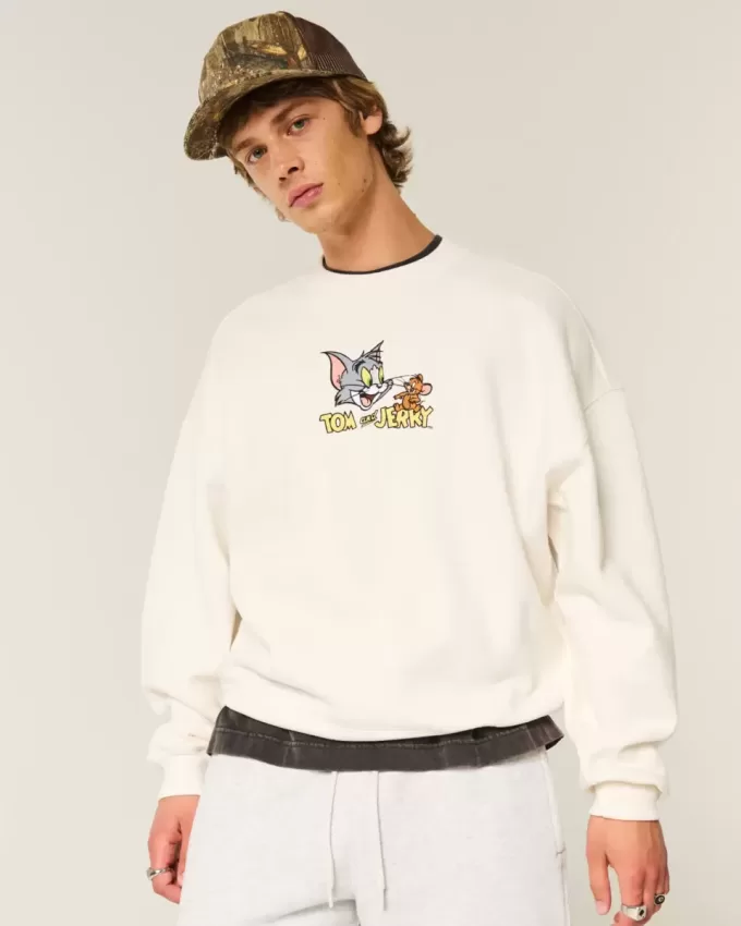 Baggy Cinch Tom and Jerry Graphic Crew Sweatshirt
