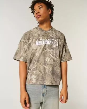 Baggy Heavyweight Crop Dodge Graphic Camo Tee
