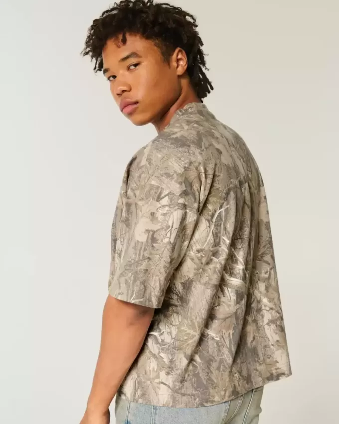 Baggy Heavyweight Crop Dodge Graphic Camo Tee