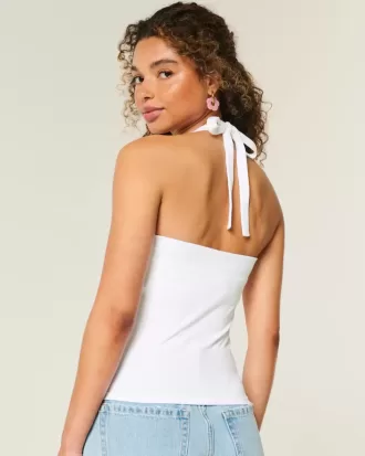 Beaded Graphic Halter Top