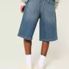 Below-the-Knee Dark Wash Super Baggy Denim Shorts Below-the-Knee Dark Wash Super Baggy Denim Shorts