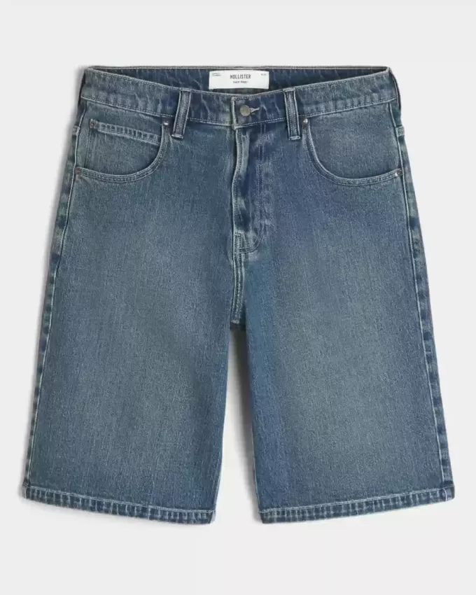 Below-the-Knee Dark Wash Super Baggy Denim Shorts Below-the-Knee Dark Wash Super Baggy Denim Shorts