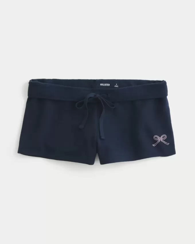 Bow Graphic Fleece Mini Shorts