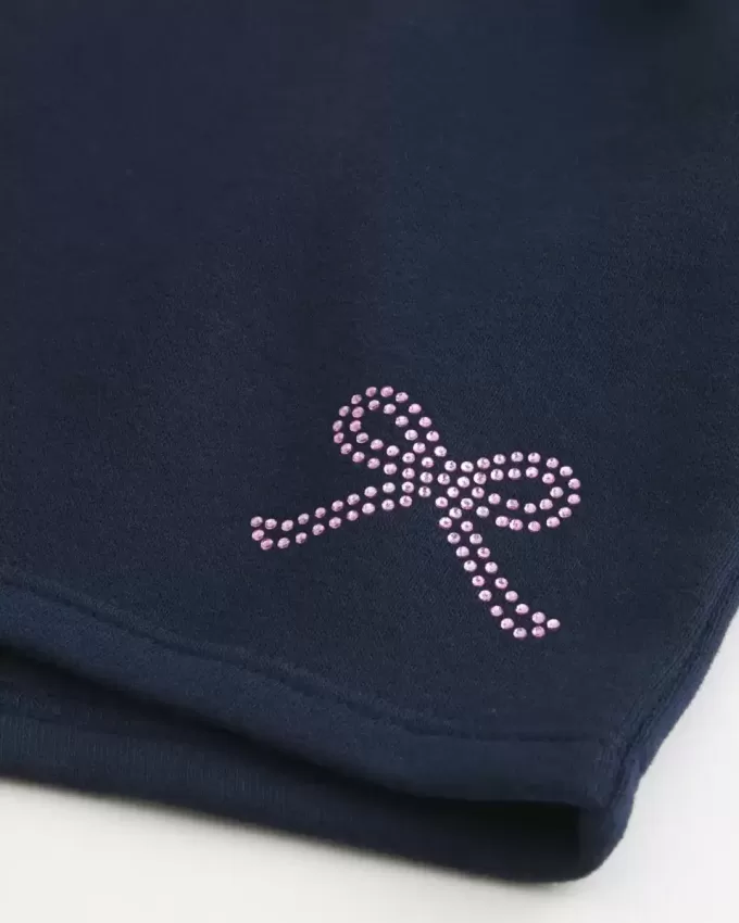 Bow Graphic Fleece Mini Shorts