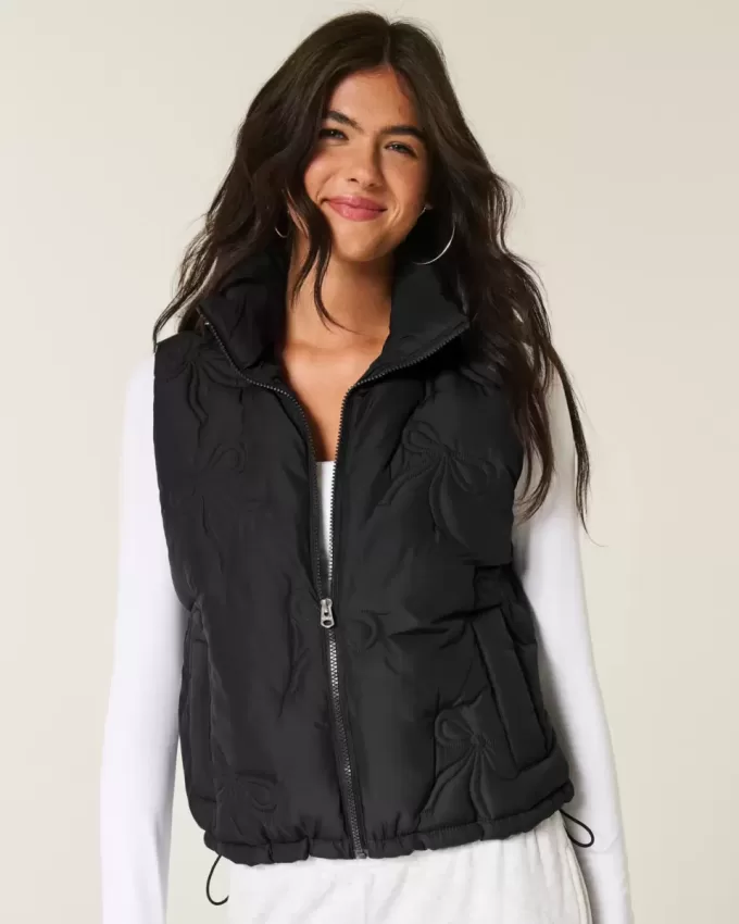 Bow Pattern Puffer Vest