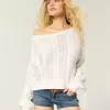 Bow-Sleeve Cable-Knit Sweater