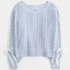 Bow-Sleeve Cable-Knit Sweater