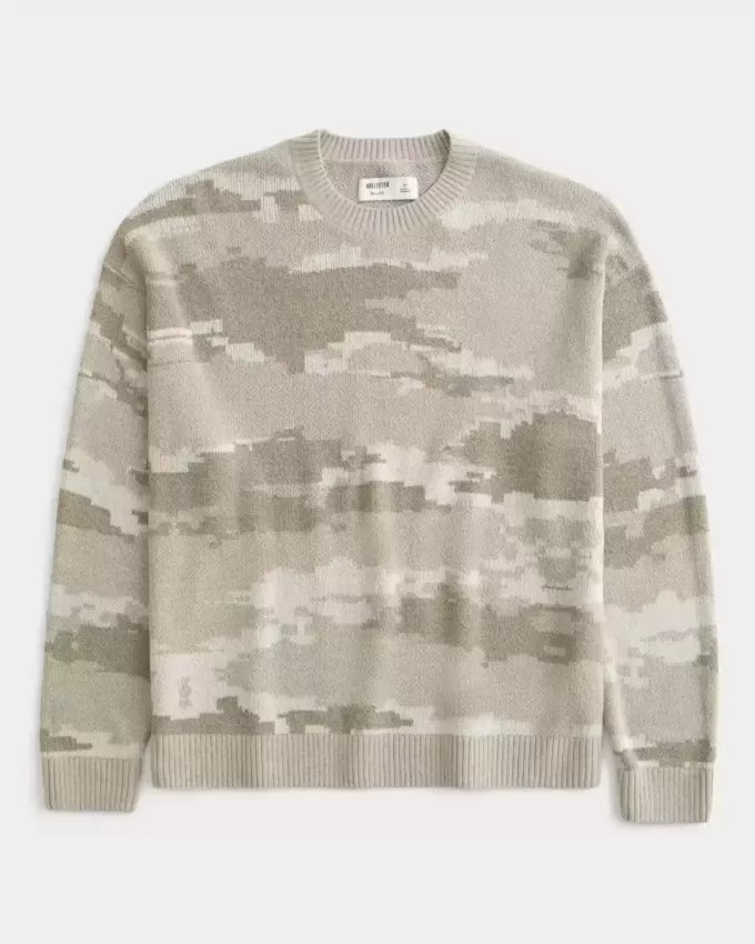 Boxy Camo Crew Sweater