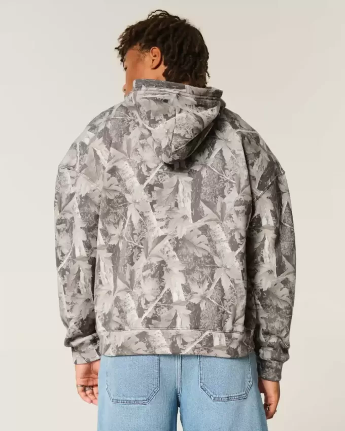 Boxy Camo Zip-Up Hoodie