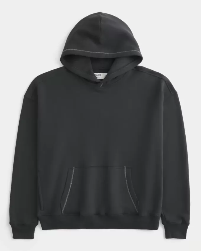 Boxy Contrast Stitch Hoodie