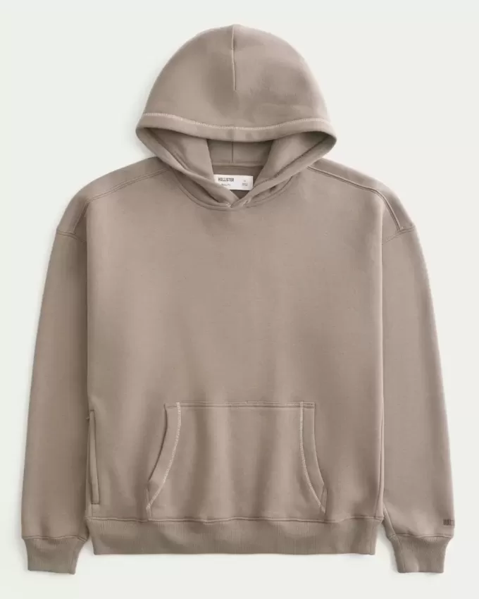 Boxy Contrast Stitch Hoodie