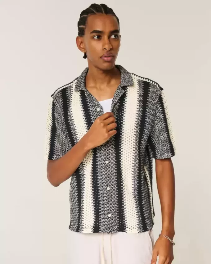 Boxy Crochet-Style Short-Sleeve Shirt Boxy Crochet-Style Short-Sleeve Shirt