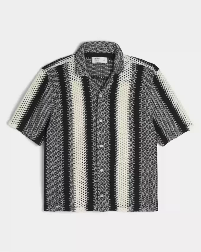 Boxy Crochet-Style Short-Sleeve Shirt Boxy Crochet-Style Short-Sleeve Shirt