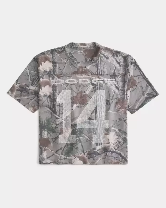 Boxy Crop Camo Dodge Graphic Jersey