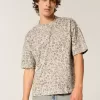 Boxy Crop Heavyweight Leopard Print Crew T-Shirt