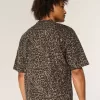 Boxy Crop Heavyweight Leopard Print Crew T-Shirt