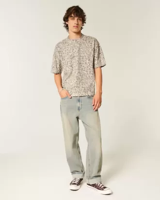 Boxy Crop Heavyweight Leopard Print Crew T-Shirt