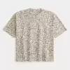 Boxy Crop Heavyweight Leopard Print Crew T-Shirt