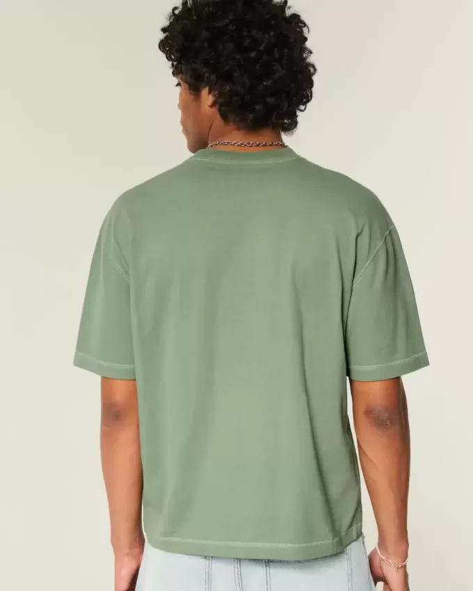 Boxy Crop Heavyweight Washed Crew T-Shirt