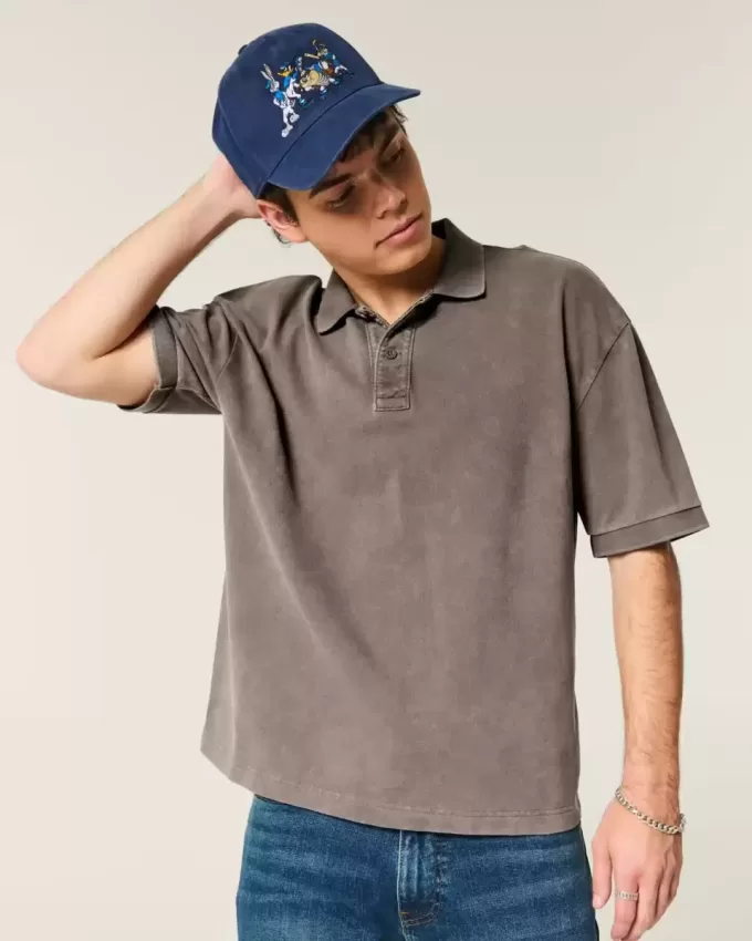 Boxy Crop Washed Polo
