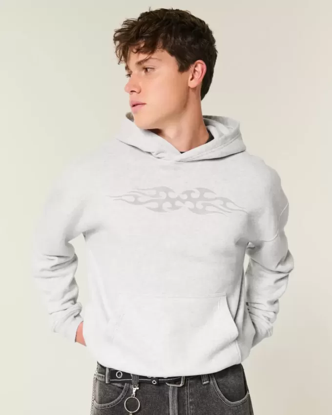 Boxy Flame Graphic Hoodie