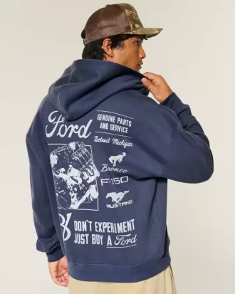 Boxy Ford Graphic Zip-Up Hoodie