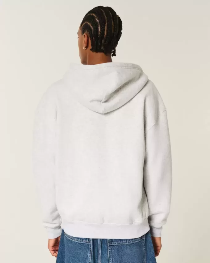 Boxy Hawaii Graphic Zip-Up Hoodie