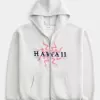 Boxy Hawaii Graphic Zip-Up Hoodie