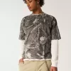 Boxy Heavyweight Crop Camo Crew T-Shirt