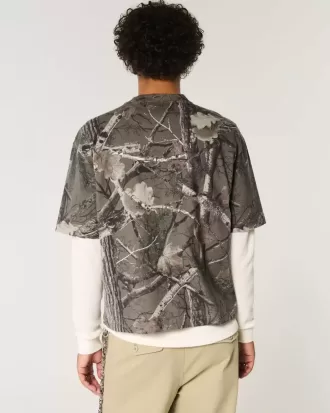 Boxy Heavyweight Crop Camo Crew T-Shirt
