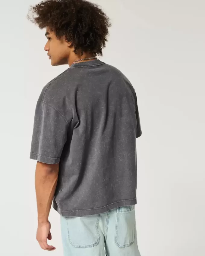 Boxy Heavyweight Crop Washed Crew T-Shirt