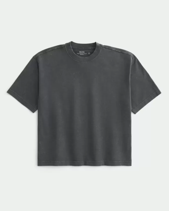 Boxy Heavyweight Crop Washed Crew T-Shirt